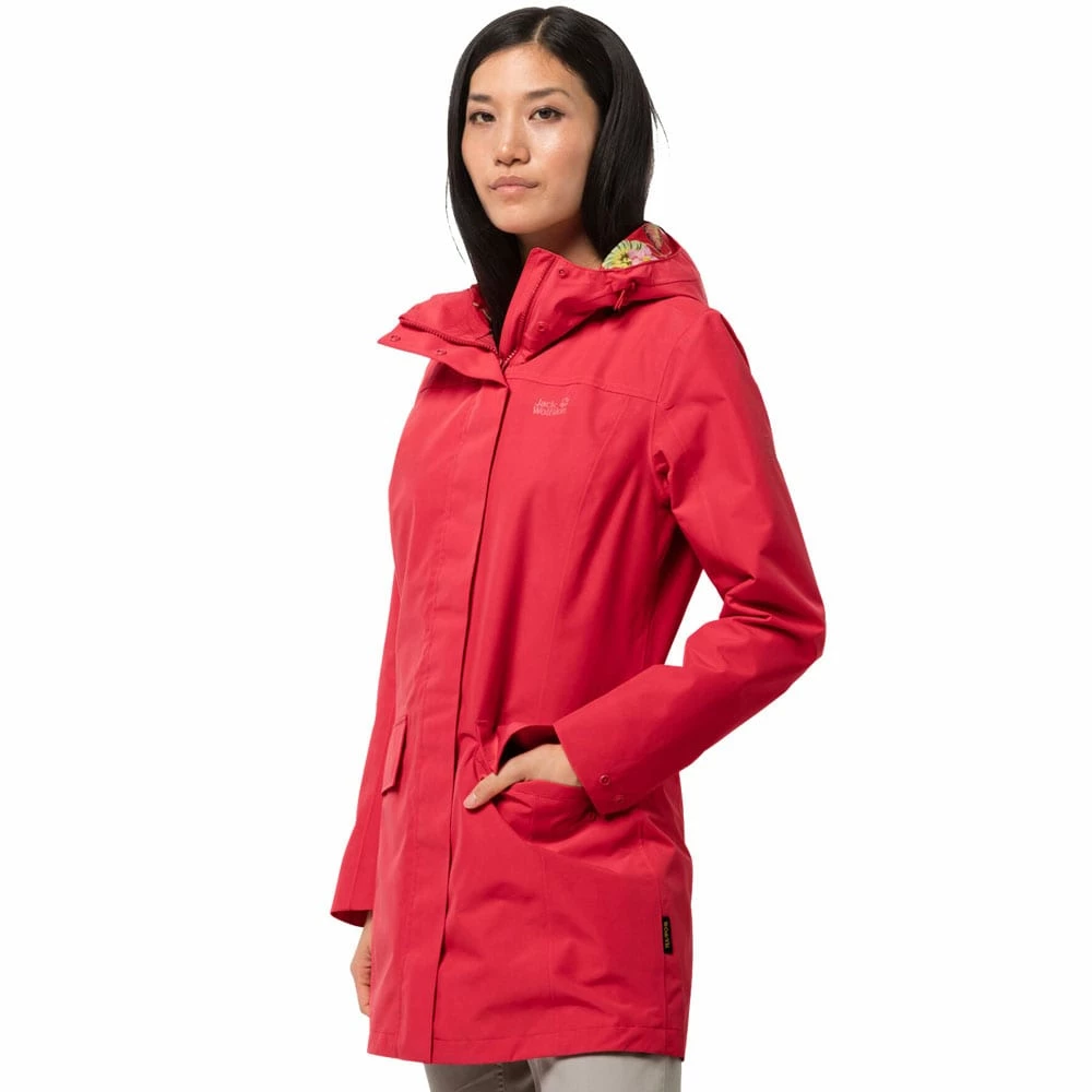 Billig ✔️ Jack Wolfskin Cape York Paradise 🧥 Coat Regenparka Tulip Red Damen ❤️