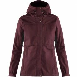 Schlussverkauf ✔️ Fjällräven Kaipak Wetterjacke Dark Garnet/Dark Grey Damen 👏