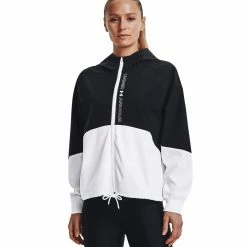 Schlussverkauf ⌛ Under Armour Woven FZ Trainingsjacke Black/White Damen ❤️