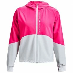 Auslauf 🛒 Under Armour Woven FZ Laufjacke Electro Pink/White Damen 🥰