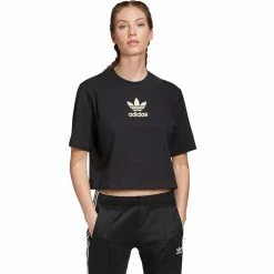 Billig 🎉 Adidas Originals Premium Logo Bauchfreies Top Black Damen ⭐