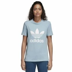 Brandneu 🤩 Adidas Originals Trefoil Tee 👕 Shirt Ash Grey/White Damen ❤️