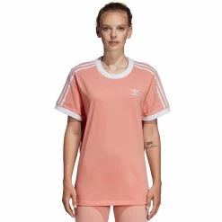 Am billigsten ⌛ Adidas Originals 3-Stripes Tee Kurzarmshirt Dust Pink Damen 😍