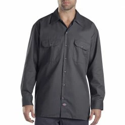 Billig 🔔 Dickies Work 👚 Shirt Langarm-Hemd Charcoal Grey Herren 💯