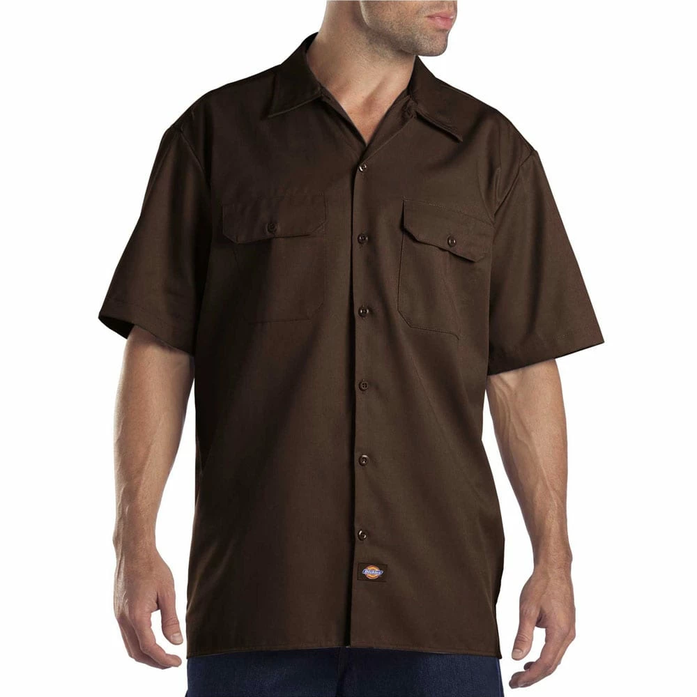 Coupon 😉 Dickies Work 👚 Shirt Kurzarm-Hemd Dark Brown Herren 🎉