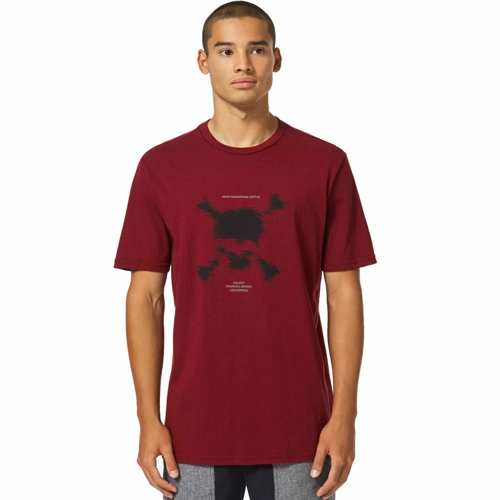 Brandneu 🎁 Oakley Blurred Scatter Skull T-Shirt Iron Red Herren 🌟
